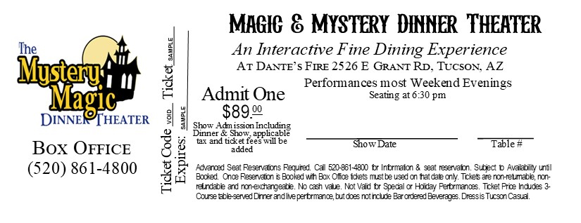 SAMPLE GIFT Tickets 2 89 Dollars for MYSTERY MAGIC DINNER THEATER The Mystery & Magic Dinner Theater