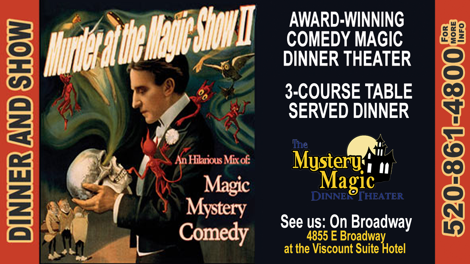 Mystery & Magic Dinner Theater - "Murder at the Magic Show II" 1 Broadway Show Ticket at the Viscount Suite Hotel copy